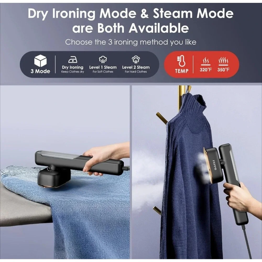 FEPPO Travel Steamer for Clothes, 110-240V Dual Voltage Portable Steamer & Iron